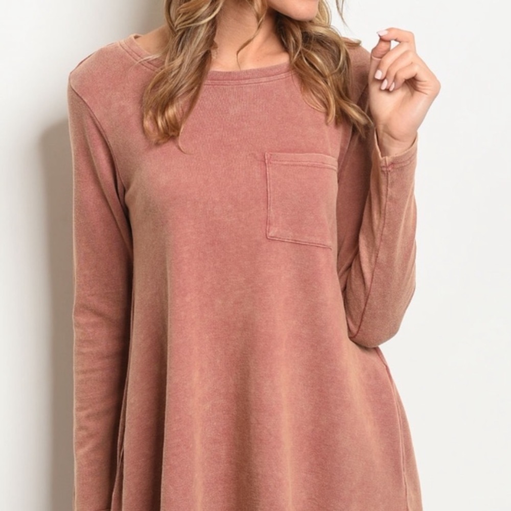 Last One! 5 ⭐️ Dusty Rose Lace Up Top / Dress - Picture 2 of 4